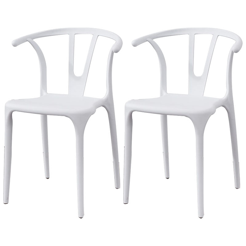 Contemporary Plastic Kitchen and Dining Room Chair Slat Back Side Chair White 2 Piece Set Clearhalo 'Dining Chairs' 'Dining Tables & Seating' 'dining_chair' 'furn' 'furn_dining_chair' 'Furniture' 'furniture_dining_chair' 'Kitchen & Dining Furniture' 4832568