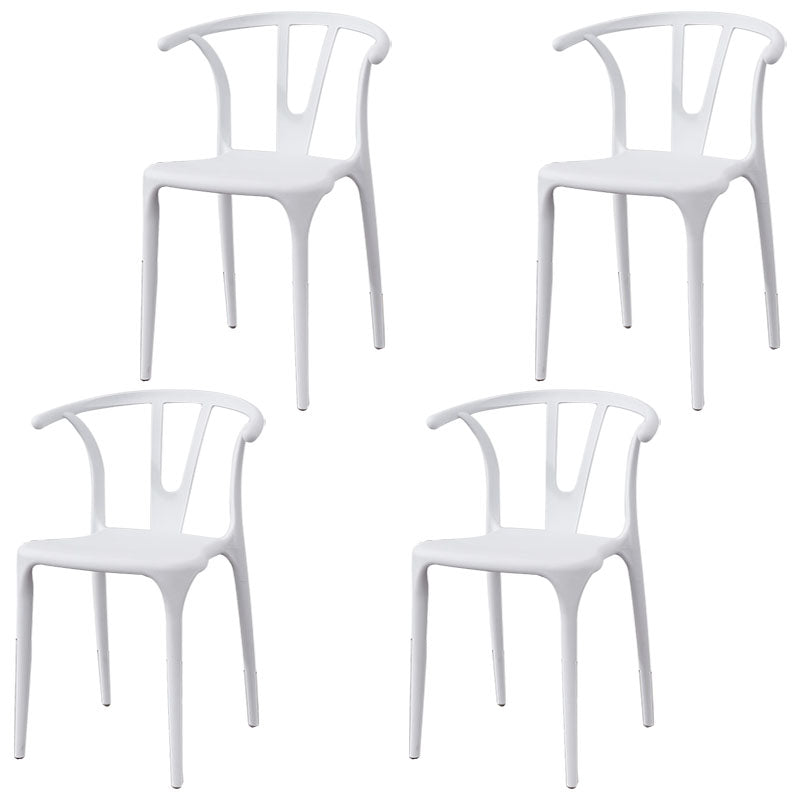 Contemporary Plastic Kitchen and Dining Room Chair Slat Back Side Chair White 4 Piece Set Clearhalo 'Dining Chairs' 'Dining Tables & Seating' 'dining_chair' 'furn' 'furn_dining_chair' 'Furniture' 'furniture_dining_chair' 'Kitchen & Dining Furniture' 4832570