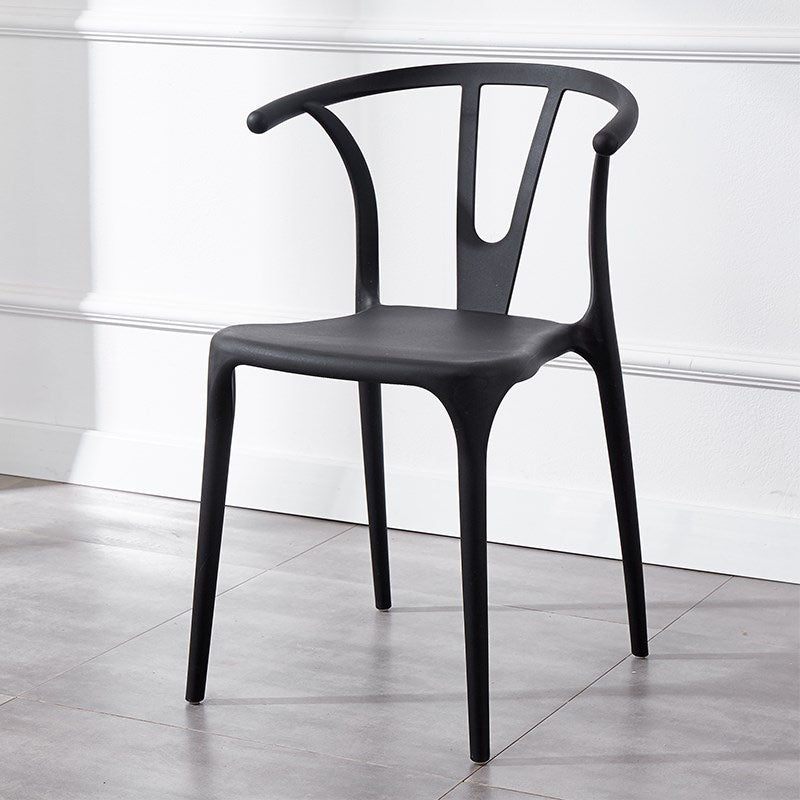 Contemporary Plastic Kitchen and Dining Room Chair Slat Back Side Chair Black 1 Piece Clearhalo 'Dining Chairs' 'Dining Tables & Seating' 'dining_chair' 'furn' 'furn_dining_chair' 'Furniture' 'furniture_dining_chair' 'Kitchen & Dining Furniture' 4832572