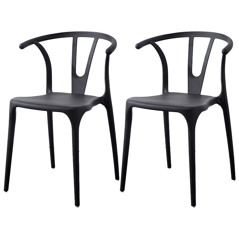 Contemporary Plastic Kitchen and Dining Room Chair Slat Back Side Chair Black 2 Piece Set Clearhalo 'Dining Chairs' 'Dining Tables & Seating' 'dining_chair' 'furn' 'furn_dining_chair' 'Furniture' 'furniture_dining_chair' 'Kitchen & Dining Furniture' 4832575