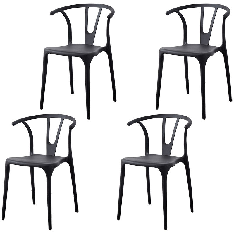 Contemporary Plastic Kitchen and Dining Room Chair Slat Back Side Chair Black 4 Piece Set Clearhalo 'Dining Chairs' 'Dining Tables & Seating' 'dining_chair' 'furn' 'furn_dining_chair' 'Furniture' 'furniture_dining_chair' 'Kitchen & Dining Furniture' 4832576