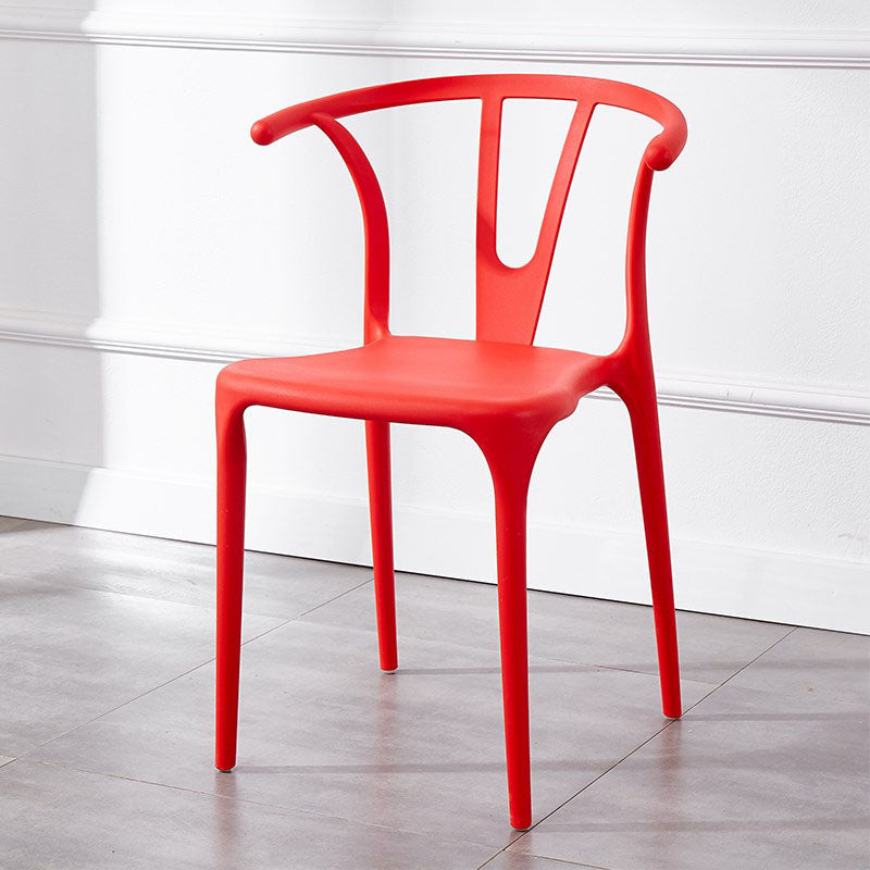 Contemporary Plastic Kitchen and Dining Room Chair Slat Back Side Chair Red 1 Piece Clearhalo 'Dining Chairs' 'Dining Tables & Seating' 'dining_chair' 'furn' 'furn_dining_chair' 'Furniture' 'furniture_dining_chair' 'Kitchen & Dining Furniture' 4832577