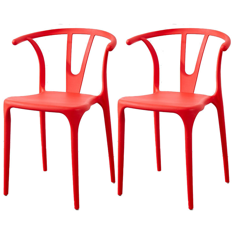 Contemporary Plastic Kitchen and Dining Room Chair Slat Back Side Chair Red 2 Piece Set Clearhalo 'Dining Chairs' 'Dining Tables & Seating' 'dining_chair' 'furn' 'furn_dining_chair' 'Furniture' 'furniture_dining_chair' 'Kitchen & Dining Furniture' 4832578