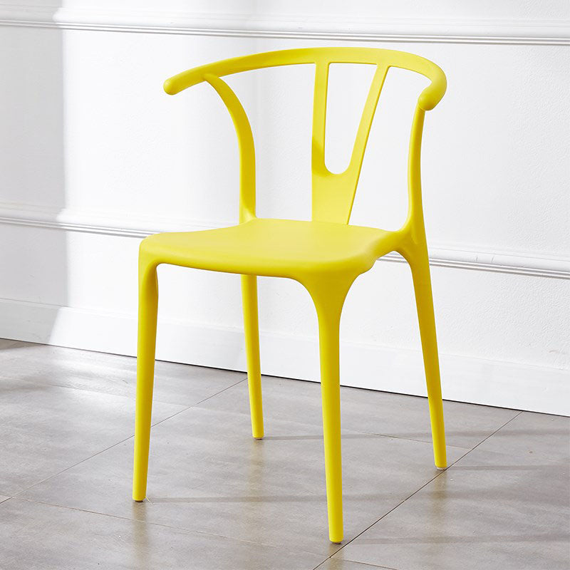 Contemporary Plastic Kitchen and Dining Room Chair Slat Back Side Chair Yellow 1 Piece Clearhalo 'Dining Chairs' 'Dining Tables & Seating' 'dining_chair' 'furn' 'furn_dining_chair' 'Furniture' 'furniture_dining_chair' 'Kitchen & Dining Furniture' 4832580