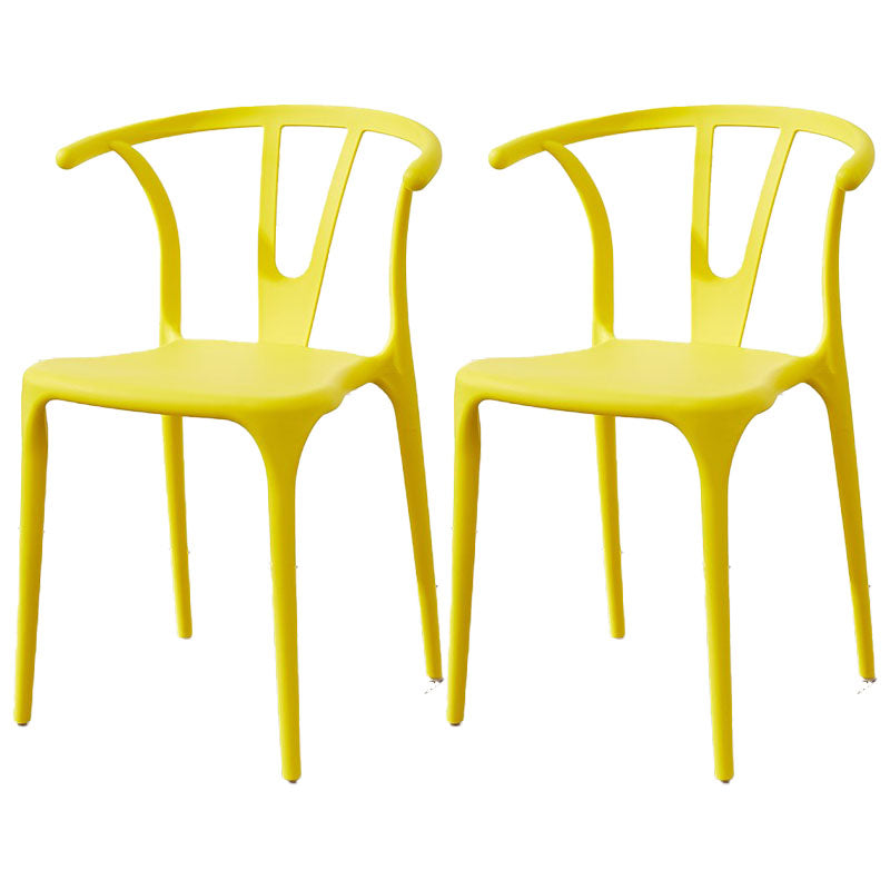 Contemporary Plastic Kitchen and Dining Room Chair Slat Back Side Chair Yellow 2 Piece Set Clearhalo 'Dining Chairs' 'Dining Tables & Seating' 'dining_chair' 'furn' 'furn_dining_chair' 'Furniture' 'furniture_dining_chair' 'Kitchen & Dining Furniture' 4832581