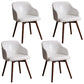 Modern Style Wood Arm Chair Upholstered Fabric Dining Side Chair 19.6"x19.6"x29.9" White 4 Piece Set Clearhalo 'Dining Chairs' 'Dining Tables & Seating' 'dining_chair' 'furn' 'furn_dining_chair' 'Furniture' 'furniture_dining_chair' 'Kitchen & Dining Furniture' 4832597