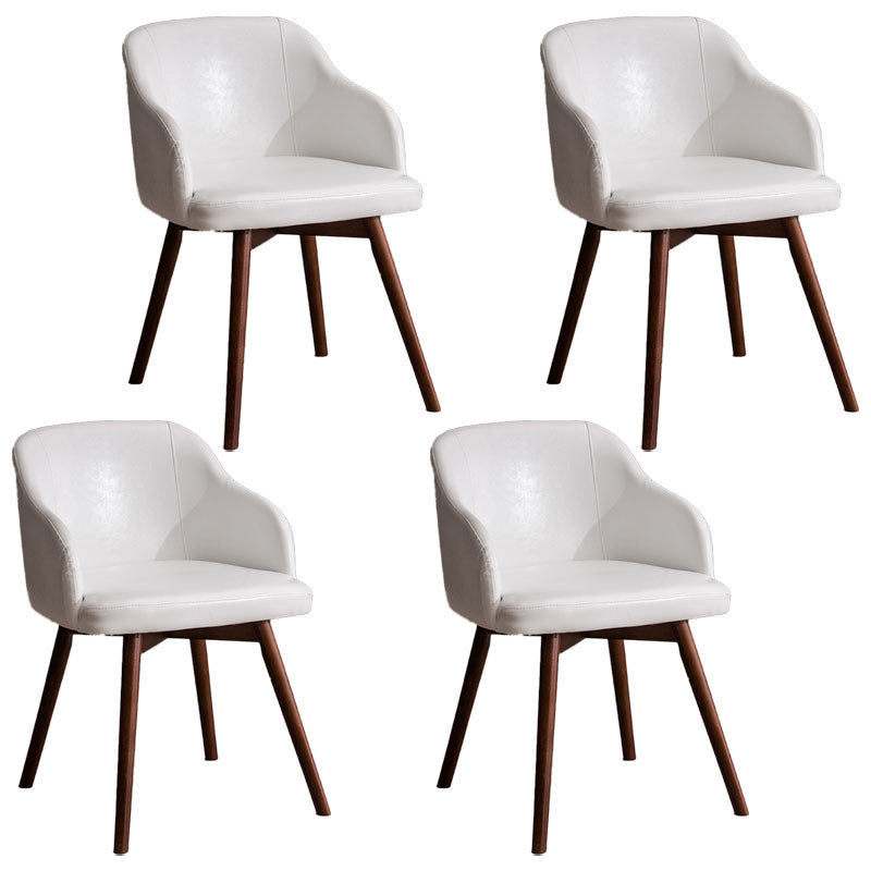 Modern Style Wood Arm Chair Upholstered Fabric Dining Side Chair 19.6"x19.6"x29.9" White 4 Piece Set Clearhalo 'Dining Chairs' 'Dining Tables & Seating' 'dining_chair' 'furn' 'furn_dining_chair' 'Furniture' 'furniture_dining_chair' 'Kitchen & Dining Furniture' 4832597
