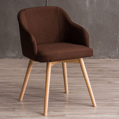 Modern Style Wood Arm Chair Upholstered Fabric Dining Side Chair 19.6"x19.6"x29.9" Coffee 1 Piece Clearhalo 'Dining Chairs' 'Dining Tables & Seating' 'dining_chair' 'furn' 'furn_dining_chair' 'Furniture' 'furniture_dining_chair' 'Kitchen & Dining Furniture' 4832599