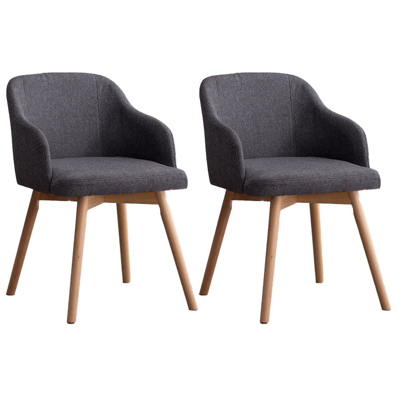 Modern Style Wood Arm Chair Upholstered Fabric Dining Side Chair 19.6"x19.6"x29.9" Dark Gray 2 Piece Set Clearhalo 'Dining Chairs' 'Dining Tables & Seating' 'dining_chair' 'furn' 'furn_dining_chair' 'Furniture' 'furniture_dining_chair' 'Kitchen & Dining Furniture' 4832613