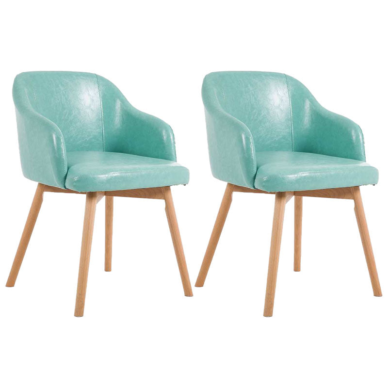 Modern Style Wood Arm Chair Upholstered Fabric Dining Side Chair 19.6"x19.6"x29.9" Blue-Green 2 Piece Set Clearhalo 'Dining Chairs' 'Dining Tables & Seating' 'dining_chair' 'furn' 'furn_dining_chair' 'Furniture' 'furniture_dining_chair' 'Kitchen & Dining Furniture' 4832617