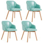 Modern Style Wood Arm Chair Upholstered Fabric Dining Side Chair 19.6"x19.6"x29.9" Blue-Green 4 Piece Set Clearhalo 'Dining Chairs' 'Dining Tables & Seating' 'dining_chair' 'furn' 'furn_dining_chair' 'Furniture' 'furniture_dining_chair' 'Kitchen & Dining Furniture' 4832618