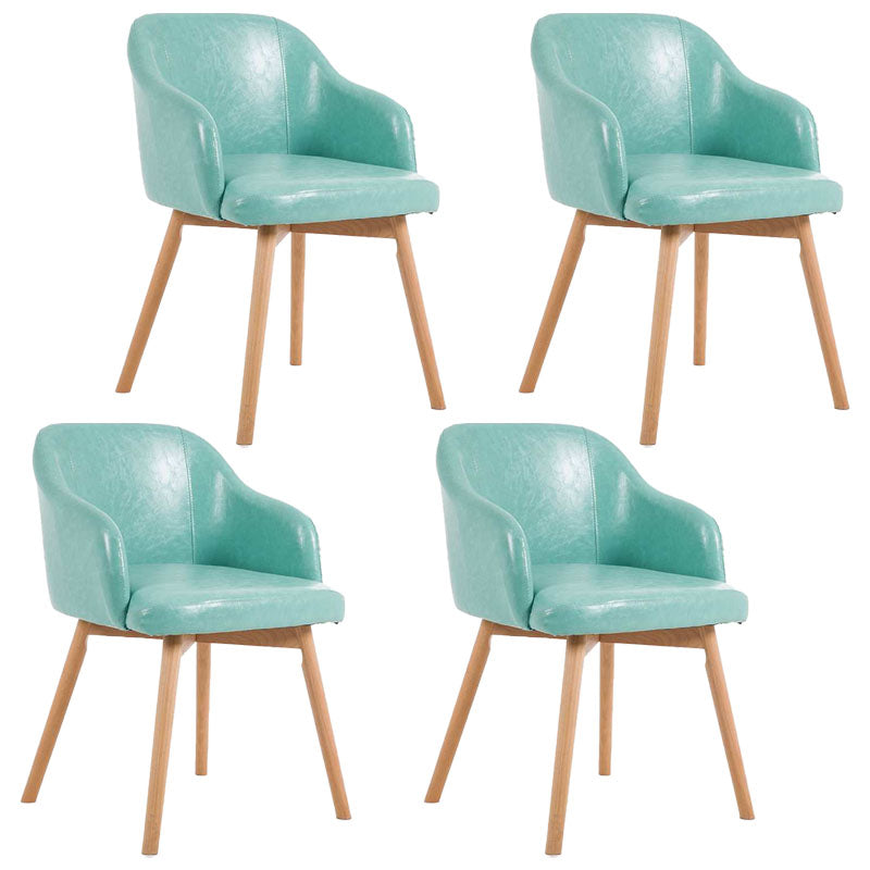 Modern Style Wood Arm Chair Upholstered Fabric Dining Side Chair 19.6"x19.6"x29.9" Blue-Green 4 Piece Set Clearhalo 'Dining Chairs' 'Dining Tables & Seating' 'dining_chair' 'furn' 'furn_dining_chair' 'Furniture' 'furniture_dining_chair' 'Kitchen & Dining Furniture' 4832618