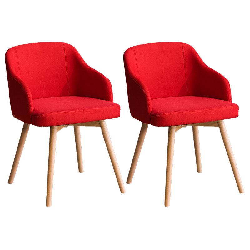 Modern Style Wood Arm Chair Upholstered Fabric Dining Side Chair 19.6"x19.6"x29.9" Red 2 Piece Set Clearhalo 'Dining Chairs' 'Dining Tables & Seating' 'dining_chair' 'furn' 'furn_dining_chair' 'Furniture' 'furniture_dining_chair' 'Kitchen & Dining Furniture' 4832620