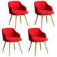 Modern Style Wood Arm Chair Upholstered Fabric Dining Side Chair 19.6"x19.6"x29.9" Red 4 Piece Set Clearhalo 'Dining Chairs' 'Dining Tables & Seating' 'dining_chair' 'furn' 'furn_dining_chair' 'Furniture' 'furniture_dining_chair' 'Kitchen & Dining Furniture' 4832621