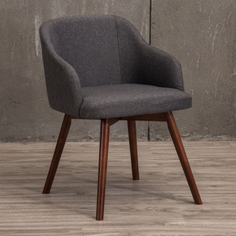 Modern Style Wood Arm Chair Upholstered Fabric Dining Side Chair 19.6"x19.6"x29.9" Dark Gray-Black 1 Piece Clearhalo 'Dining Chairs' 'Dining Tables & Seating' 'dining_chair' 'furn' 'furn_dining_chair' 'Furniture' 'furniture_dining_chair' 'Kitchen & Dining Furniture' 4832622