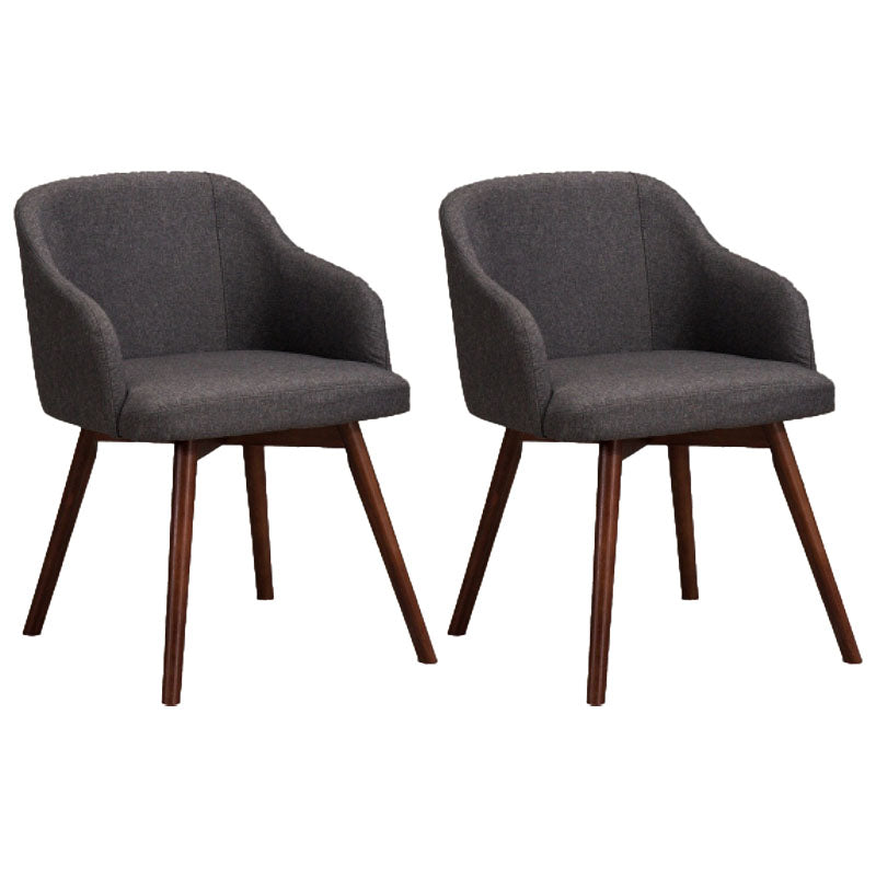 Modern Style Wood Arm Chair Upholstered Fabric Dining Side Chair 19.6"x19.6"x29.9" Dark Gray-Black 2 Piece Set Clearhalo 'Dining Chairs' 'Dining Tables & Seating' 'dining_chair' 'furn' 'furn_dining_chair' 'Furniture' 'furniture_dining_chair' 'Kitchen & Dining Furniture' 4832623