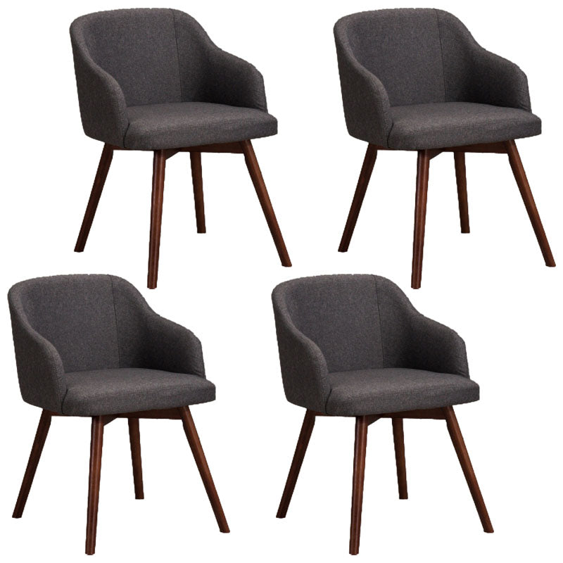 Modern Style Wood Arm Chair Upholstered Fabric Dining Side Chair 19.6"x19.6"x29.9" Dark Gray-Black 4 Piece Set Clearhalo 'Dining Chairs' 'Dining Tables & Seating' 'dining_chair' 'furn' 'furn_dining_chair' 'Furniture' 'furniture_dining_chair' 'Kitchen & Dining Furniture' 4832624