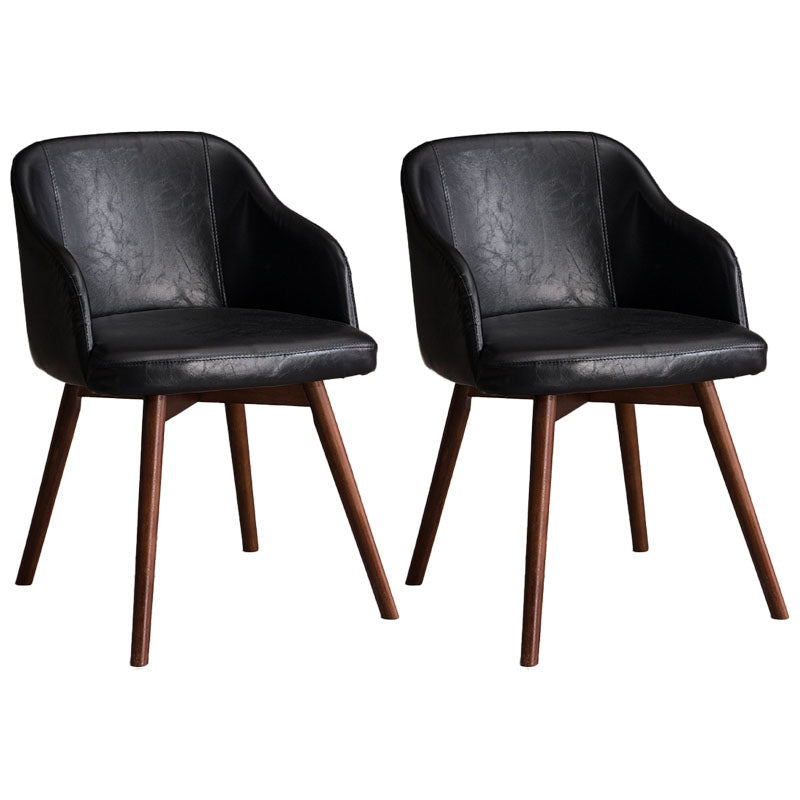 Modern Style Wood Arm Chair Upholstered Fabric Dining Side Chair 19.6"x19.6"x29.9" Black 2 Piece Set Clearhalo 'Dining Chairs' 'Dining Tables & Seating' 'dining_chair' 'furn' 'furn_dining_chair' 'Furniture' 'furniture_dining_chair' 'Kitchen & Dining Furniture' 4832626