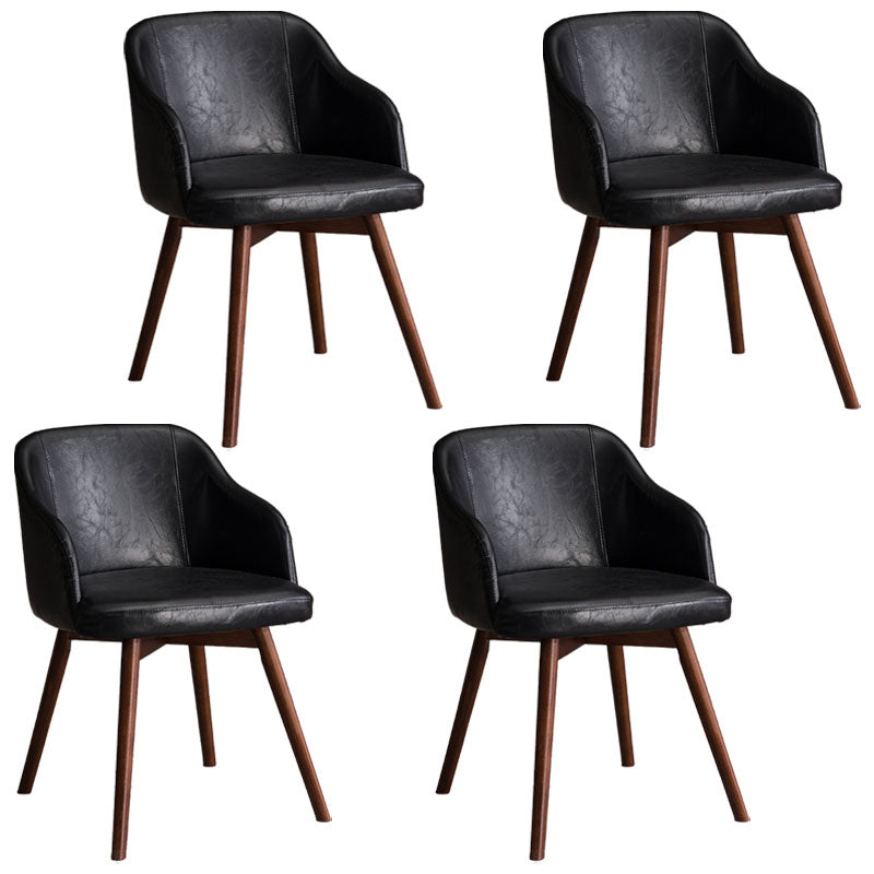 Modern Style Wood Arm Chair Upholstered Fabric Dining Side Chair 19.6"x19.6"x29.9" Black 4 Piece Set Clearhalo 'Dining Chairs' 'Dining Tables & Seating' 'dining_chair' 'furn' 'furn_dining_chair' 'Furniture' 'furniture_dining_chair' 'Kitchen & Dining Furniture' 4832627