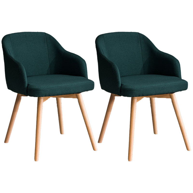 Modern Style Wood Arm Chair Upholstered Fabric Dining Side Chair 19.6"x19.6"x29.9" Green 2 Piece Set Clearhalo 'Dining Chairs' 'Dining Tables & Seating' 'dining_chair' 'furn' 'furn_dining_chair' 'Furniture' 'furniture_dining_chair' 'Kitchen & Dining Furniture' 4832629