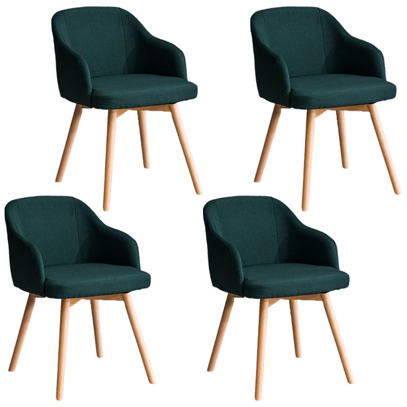Modern Style Wood Arm Chair Upholstered Fabric Dining Side Chair 19.6"x19.6"x29.9" Green 4 Piece Set Clearhalo 'Dining Chairs' 'Dining Tables & Seating' 'dining_chair' 'furn' 'furn_dining_chair' 'Furniture' 'furniture_dining_chair' 'Kitchen & Dining Furniture' 4832630