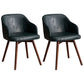 Modern Style Wood Arm Chair Upholstered Fabric Dining Side Chair 19.6"x19.6"x29.9" Blackish Green 2 Piece Set Clearhalo 'Dining Chairs' 'Dining Tables & Seating' 'dining_chair' 'furn' 'furn_dining_chair' 'Furniture' 'furniture_dining_chair' 'Kitchen & Dining Furniture' 4832632