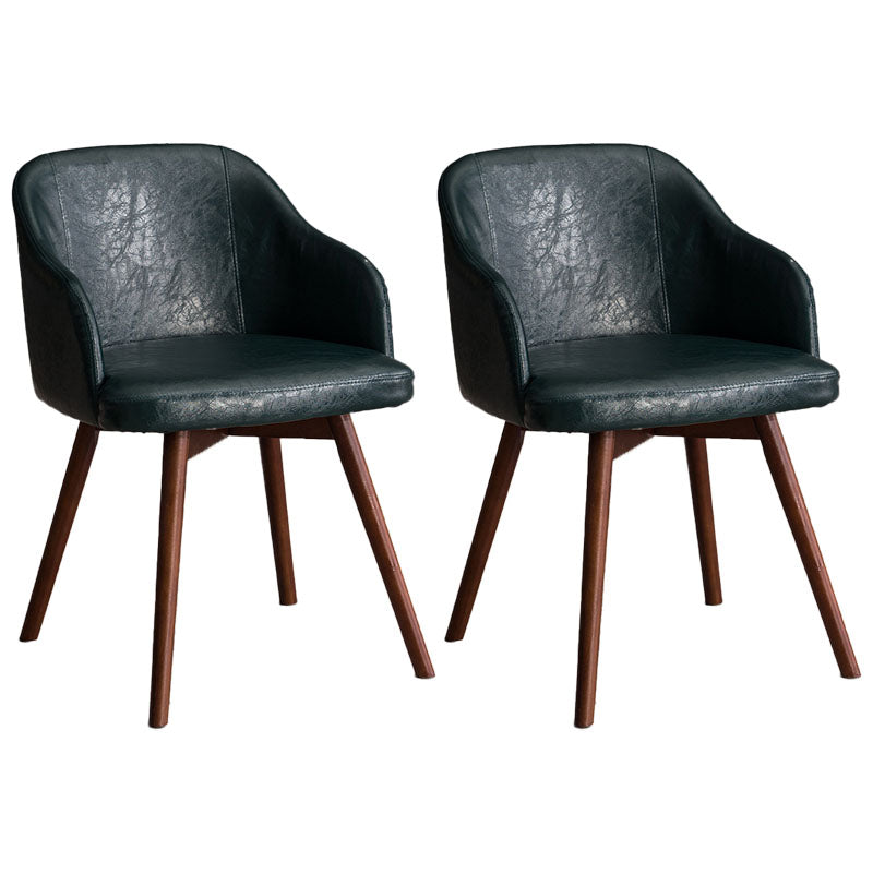 Modern Style Wood Arm Chair Upholstered Fabric Dining Side Chair 19.6"x19.6"x29.9" Blackish Green 2 Piece Set Clearhalo 'Dining Chairs' 'Dining Tables & Seating' 'dining_chair' 'furn' 'furn_dining_chair' 'Furniture' 'furniture_dining_chair' 'Kitchen & Dining Furniture' 4832632