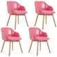 Modern Style Wood Arm Chair Upholstered Fabric Dining Side Chair 19.6"x19.6"x29.9" Pink 4 Piece Set Clearhalo 'Dining Chairs' 'Dining Tables & Seating' 'dining_chair' 'furn' 'furn_dining_chair' 'Furniture' 'furniture_dining_chair' 'Kitchen & Dining Furniture' 4832636