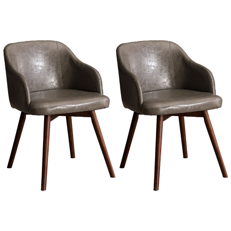 Modern Style Wood Arm Chair Upholstered Fabric Dining Side Chair 19.6"x19.6"x29.9" Light Gray 2 Piece Set Clearhalo 'Dining Chairs' 'Dining Tables & Seating' 'dining_chair' 'furn' 'furn_dining_chair' 'Furniture' 'furniture_dining_chair' 'Kitchen & Dining Furniture' 4832638