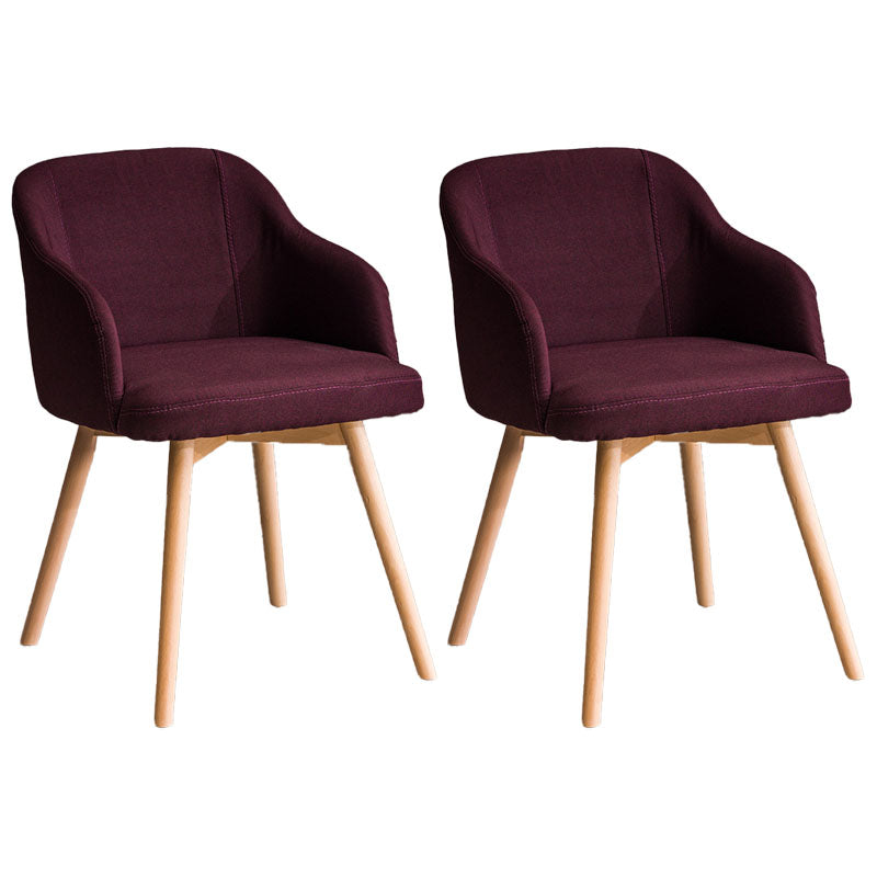 Modern Style Wood Arm Chair Upholstered Fabric Dining Side Chair 19.6"x19.6"x29.9" Purple 2 Piece Set Clearhalo 'Dining Chairs' 'Dining Tables & Seating' 'dining_chair' 'furn' 'furn_dining_chair' 'Furniture' 'furniture_dining_chair' 'Kitchen & Dining Furniture' 4832641