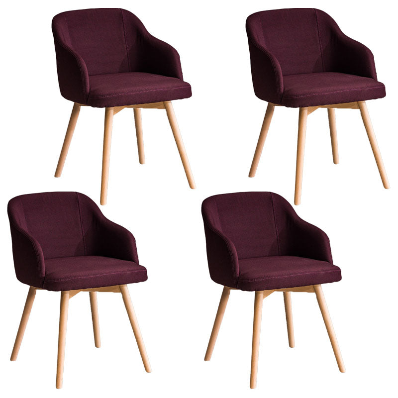 Modern Style Wood Arm Chair Upholstered Fabric Dining Side Chair 19.6"x19.6"x29.9" Purple 4 Piece Set Clearhalo 'Dining Chairs' 'Dining Tables & Seating' 'dining_chair' 'furn' 'furn_dining_chair' 'Furniture' 'furniture_dining_chair' 'Kitchen & Dining Furniture' 4832642