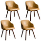 Modern Style Wood Arm Chair Upholstered Fabric Dining Side Chair 19.6"x19.6"x29.9" Gold 4 Piece Set Clearhalo 'Dining Chairs' 'Dining Tables & Seating' 'dining_chair' 'furn' 'furn_dining_chair' 'Furniture' 'furniture_dining_chair' 'Kitchen & Dining Furniture' 4832645