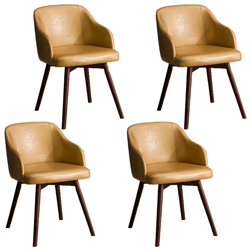Modern Style Wood Arm Chair Upholstered Fabric Dining Side Chair 19.6"x19.6"x29.9" Gold 4 Piece Set Clearhalo 'Dining Chairs' 'Dining Tables & Seating' 'dining_chair' 'furn' 'furn_dining_chair' 'Furniture' 'furniture_dining_chair' 'Kitchen & Dining Furniture' 4832645