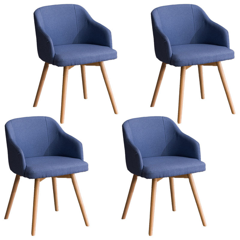 Modern Style Wood Arm Chair Upholstered Fabric Dining Side Chair 19.6"x19.6"x29.9" Dark Blue 4 Piece Set Clearhalo 'Dining Chairs' 'Dining Tables & Seating' 'dining_chair' 'furn' 'furn_dining_chair' 'Furniture' 'furniture_dining_chair' 'Kitchen & Dining Furniture' 4832648