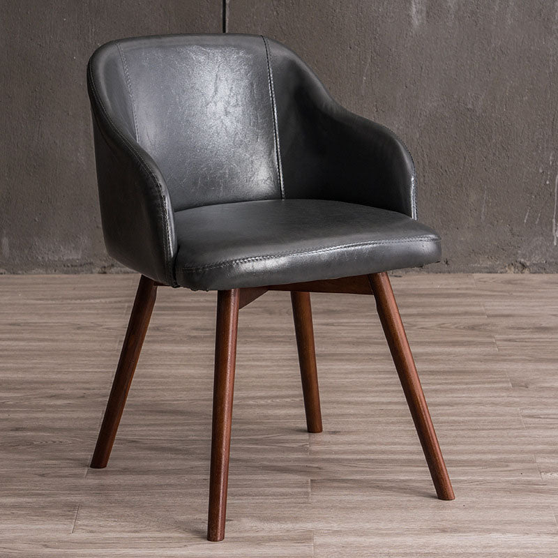 Modern Style Wood Arm Chair Upholstered Fabric Dining Side Chair 19.6"x19.6"x29.9" Gray-Brown 1 Piece Clearhalo 'Dining Chairs' 'Dining Tables & Seating' 'dining_chair' 'furn' 'furn_dining_chair' 'Furniture' 'furniture_dining_chair' 'Kitchen & Dining Furniture' 4832649