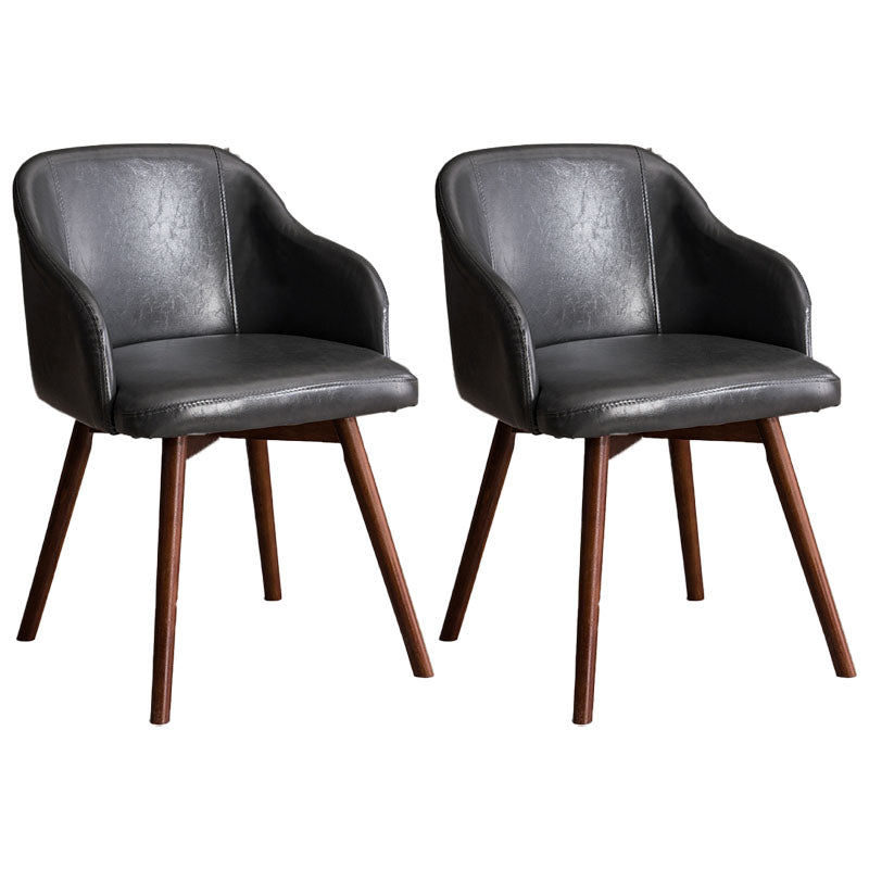 Modern Style Wood Arm Chair Upholstered Fabric Dining Side Chair 19.6"x19.6"x29.9" Gray-Brown 2 Piece Set Clearhalo 'Dining Chairs' 'Dining Tables & Seating' 'dining_chair' 'furn' 'furn_dining_chair' 'Furniture' 'furniture_dining_chair' 'Kitchen & Dining Furniture' 4832650