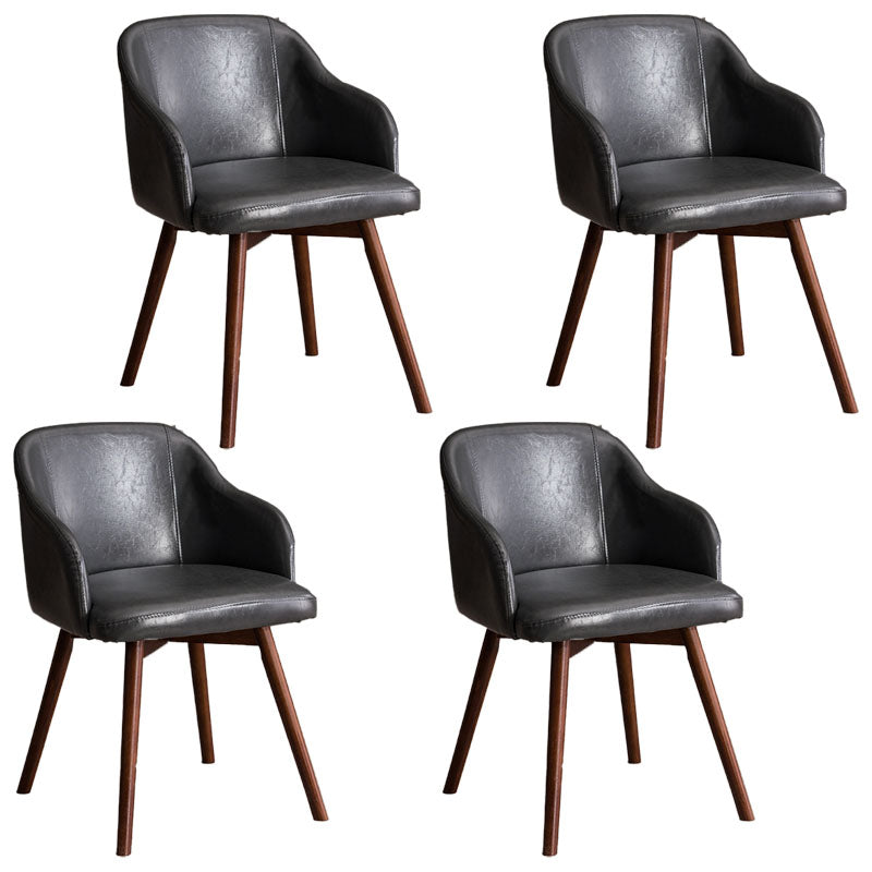 Modern Style Wood Arm Chair Upholstered Fabric Dining Side Chair 19.6"x19.6"x29.9" Gray-Brown 4 Piece Set Clearhalo 'Dining Chairs' 'Dining Tables & Seating' 'dining_chair' 'furn' 'furn_dining_chair' 'Furniture' 'furniture_dining_chair' 'Kitchen & Dining Furniture' 4832651