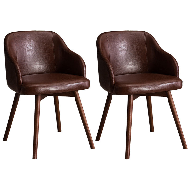 Modern Style Wood Arm Chair Upholstered Fabric Dining Side Chair 19.6"x19.6"x29.9" Dark Coffee 2 Piece Set Clearhalo 'Dining Chairs' 'Dining Tables & Seating' 'dining_chair' 'furn' 'furn_dining_chair' 'Furniture' 'furniture_dining_chair' 'Kitchen & Dining Furniture' 4832653