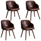 Modern Style Wood Arm Chair Upholstered Fabric Dining Side Chair 19.6"x19.6"x29.9" Dark Coffee 4 Piece Set Clearhalo 'Dining Chairs' 'Dining Tables & Seating' 'dining_chair' 'furn' 'furn_dining_chair' 'Furniture' 'furniture_dining_chair' 'Kitchen & Dining Furniture' 4832654