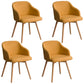 Modern Style Wood Arm Chair Upholstered Fabric Dining Side Chair 19.6"x19.6"x29.9" Yellow 4 Piece Set Clearhalo 'Dining Chairs' 'Dining Tables & Seating' 'dining_chair' 'furn' 'furn_dining_chair' 'Furniture' 'furniture_dining_chair' 'Kitchen & Dining Furniture' 4832657