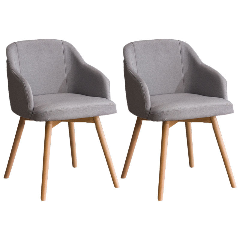 Modern Style Wood Arm Chair Upholstered Fabric Dining Side Chair 19.6"x19.6"x29.9" Wood-Light Grey 2 Piece Set Clearhalo 'Dining Chairs' 'Dining Tables & Seating' 'dining_chair' 'furn' 'furn_dining_chair' 'Furniture' 'furniture_dining_chair' 'Kitchen & Dining Furniture' 4832659
