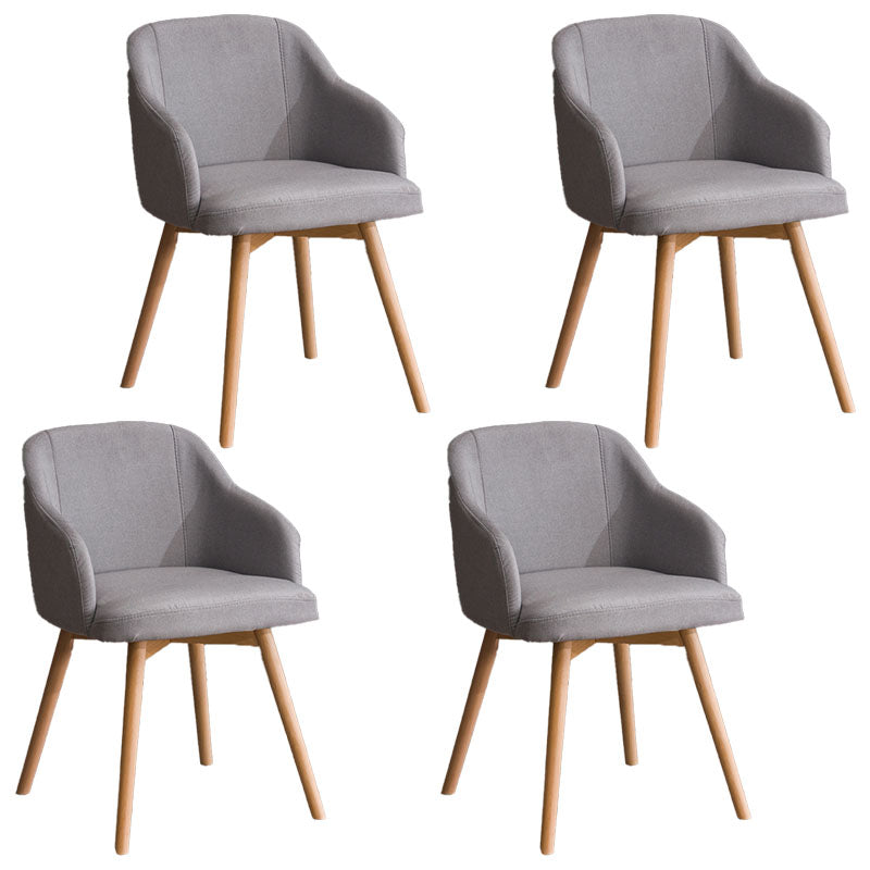 Modern Style Wood Arm Chair Upholstered Fabric Dining Side Chair 19.6"x19.6"x29.9" Wood-Light Grey 4 Piece Set Clearhalo 'Dining Chairs' 'Dining Tables & Seating' 'dining_chair' 'furn' 'furn_dining_chair' 'Furniture' 'furniture_dining_chair' 'Kitchen & Dining Furniture' 4832660