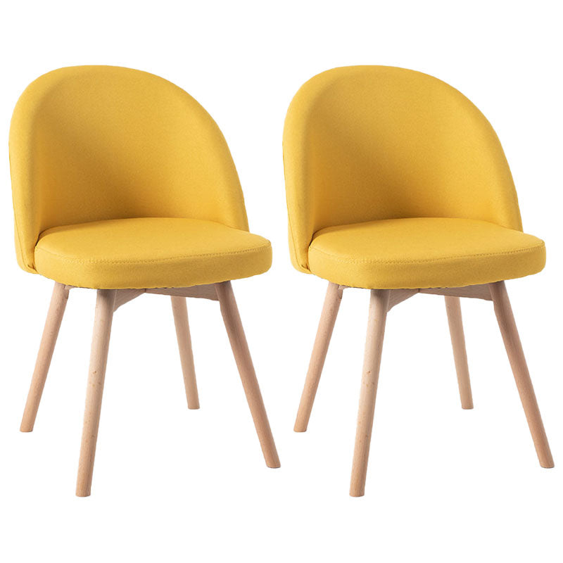 Modern Style Wood Chair Upholstered Fabric Dining Side Chair (Set of 2) Yellow 2 Piece Set Natural Wood Clearhalo 'Dining Chairs' 'Dining Tables & Seating' 'dining_chair' 'furn' 'furn_dining_chair' 'Furniture' 'furniture_dining_chair' 'Kitchen & Dining Furniture' 4832681