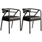 Glam Metal Kitchen and Dining Room Chair Open Back Dining Side Chairs Black Leather 2 Piece Set Clearhalo 'Dining Chairs' 'Dining Tables & Seating' 'dining_chair' 'furn' 'furn_dining_chair' 'Furniture' 'furniture_dining_chair' 'Kitchen & Dining Furniture' 4832694