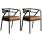 Glam Metal Kitchen and Dining Room Chair Open Back Dining Side Chairs Brown Leather 2 Piece Set Clearhalo 'Dining Chairs' 'Dining Tables & Seating' 'dining_chair' 'furn' 'furn_dining_chair' 'Furniture' 'furniture_dining_chair' 'Kitchen & Dining Furniture' 4832706