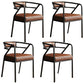 Glam Metal Kitchen and Dining Room Chair Open Back Dining Side Chairs Brown Leather 4 Piece Set Clearhalo 'Dining Chairs' 'Dining Tables & Seating' 'dining_chair' 'furn' 'furn_dining_chair' 'Furniture' 'furniture_dining_chair' 'Kitchen & Dining Furniture' 4832708