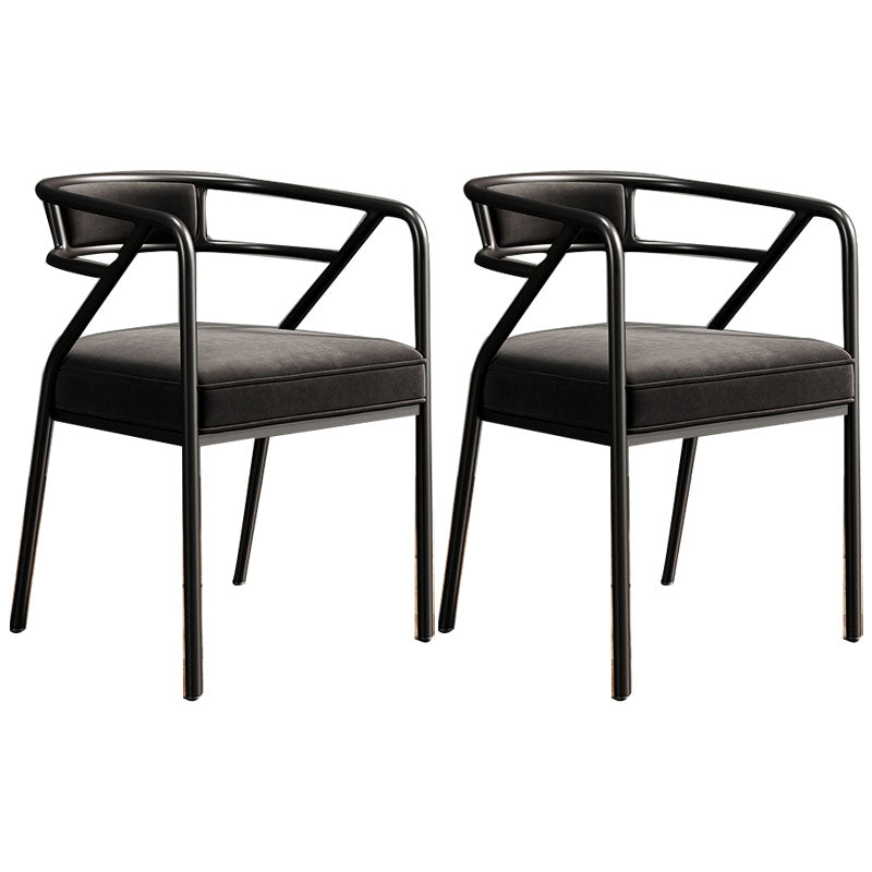 Glam Metal Kitchen and Dining Room Chair Open Back Dining Side Chairs Black Velvet 2 Piece Set Clearhalo 'Dining Chairs' 'Dining Tables & Seating' 'dining_chair' 'furn' 'furn_dining_chair' 'Furniture' 'furniture_dining_chair' 'Kitchen & Dining Furniture' 4832711