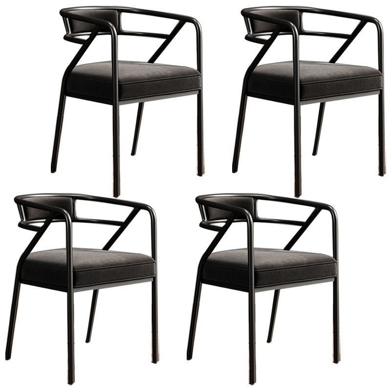 Glam Metal Kitchen and Dining Room Chair Open Back Dining Side Chairs Black Velvet 4 Piece Set Clearhalo 'Dining Chairs' 'Dining Tables & Seating' 'dining_chair' 'furn' 'furn_dining_chair' 'Furniture' 'furniture_dining_chair' 'Kitchen & Dining Furniture' 4832712