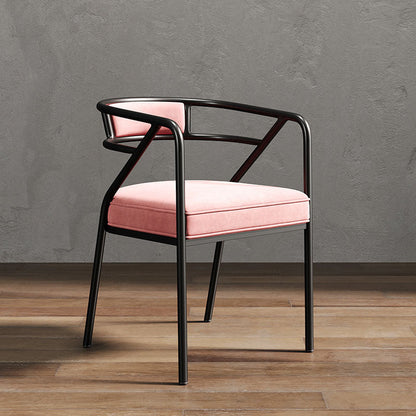 Glam Metal Kitchen and Dining Room Chair Open Back Dining Side Chairs Pink Velvet 1 Piece Clearhalo 'Dining Chairs' 'Dining Tables & Seating' 'dining_chair' 'furn' 'furn_dining_chair' 'Furniture' 'furniture_dining_chair' 'Kitchen & Dining Furniture' 4832713