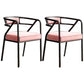 Glam Metal Kitchen and Dining Room Chair Open Back Dining Side Chairs Pink Velvet 2 Piece Set Clearhalo 'Dining Chairs' 'Dining Tables & Seating' 'dining_chair' 'furn' 'furn_dining_chair' 'Furniture' 'furniture_dining_chair' 'Kitchen & Dining Furniture' 4832714